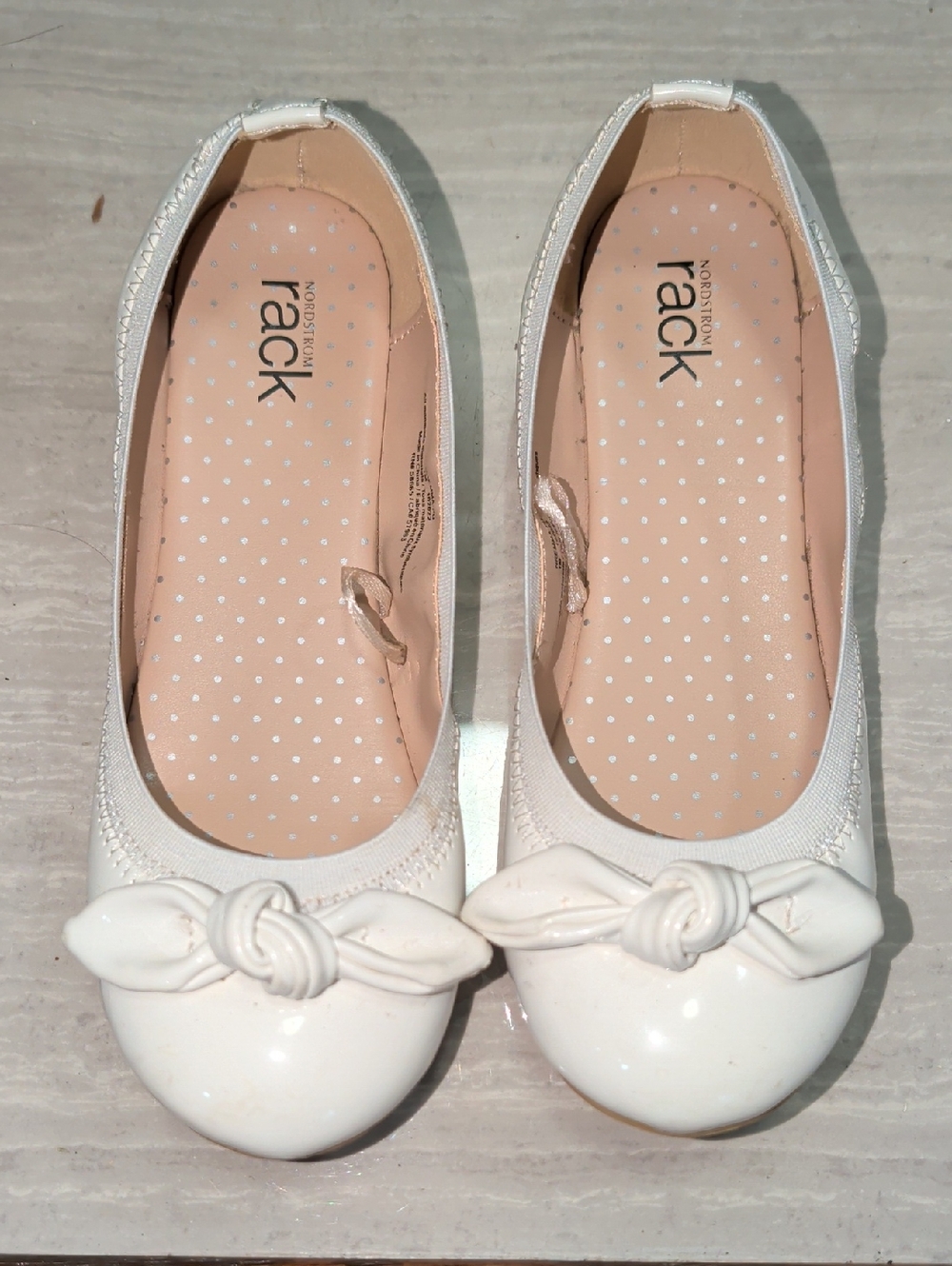 Girl's Dressy White Bow Ballet Flats Size 1